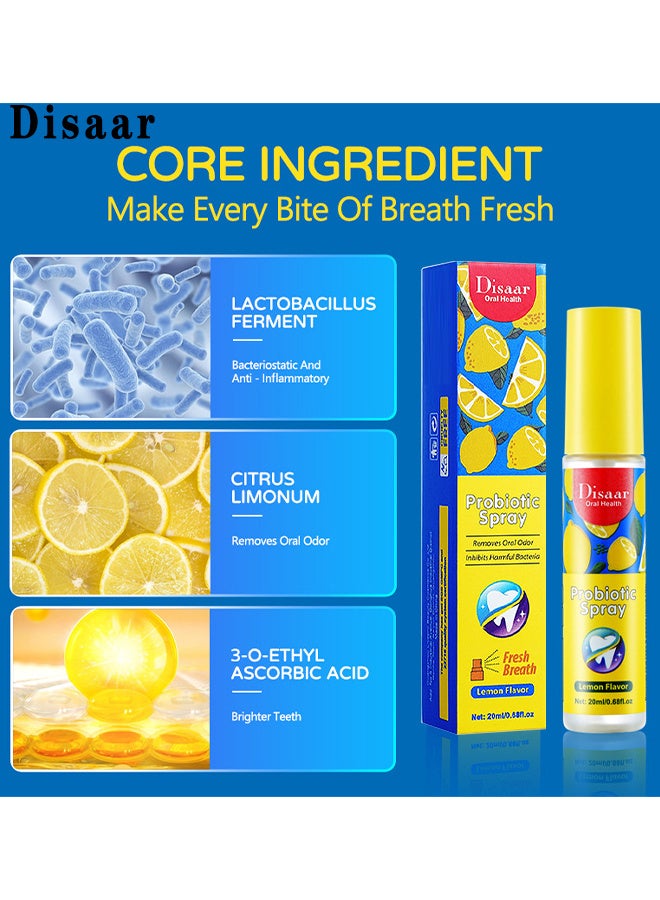 ديسار بروبيوتيك نضارة بخاخ التنفس ، بخاخ الفم الطازج المتعدد 20 مل ، علاج رائحة الفم الكريهة للبالغين ، معطر الفم بنكهة الليمون ، بخاخ الفم الفعال ، بخاخ معطر التنفس ، بخاخ العناية بالفم ، العناية الصحية بالفم - Image 3