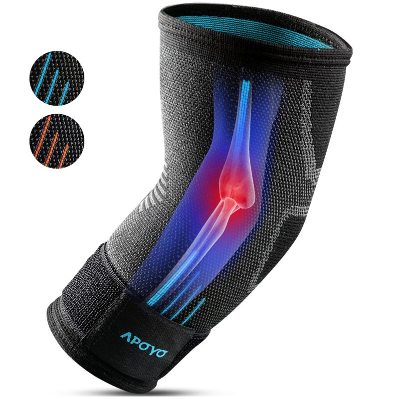 APOYO Elbow Brace for Tendonitis and Tennis Elbow, (Pair) Compression Sleeve for Arthritis, Workouts, Reduce Joint Pain During Fitness Activity (Large) - Image 1