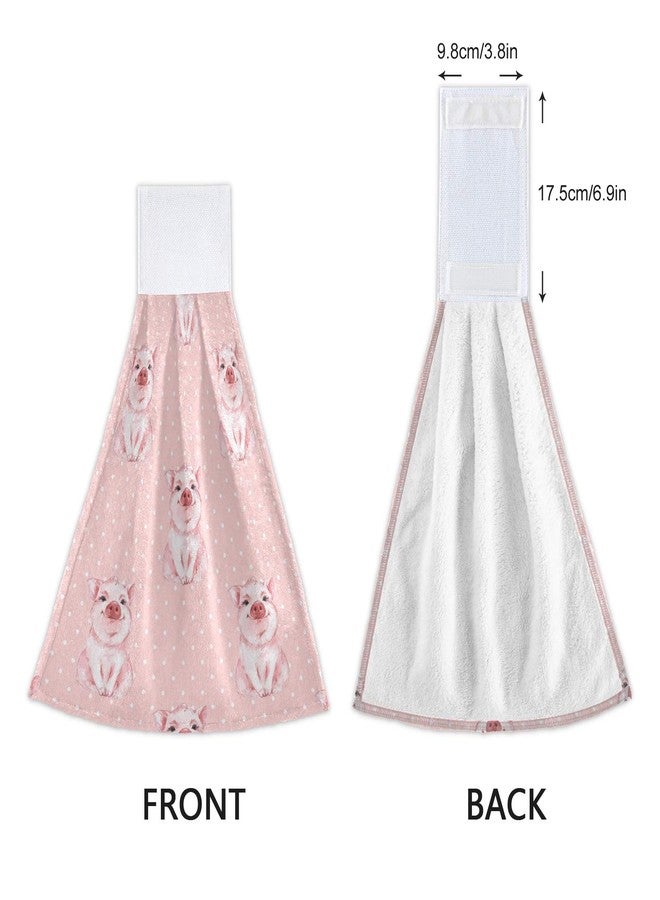 KEEPREAL Pink Pig Kitchen Towels Set of 2, 12 X 17 in Soft Hand Towels or Dishcloths with Hanging Loop, Absorbent Hand Towel for Bathroom Kitchen Décor - Image 4