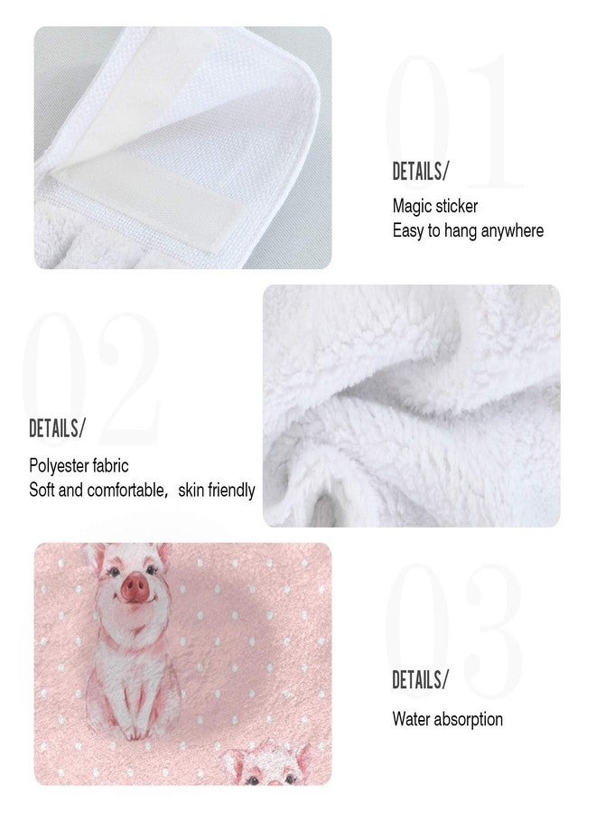 KEEPREAL Pink Pig Kitchen Towels Set of 2, 12 X 17 in Soft Hand Towels or Dishcloths with Hanging Loop, Absorbent Hand Towel for Bathroom Kitchen Décor - Image 5