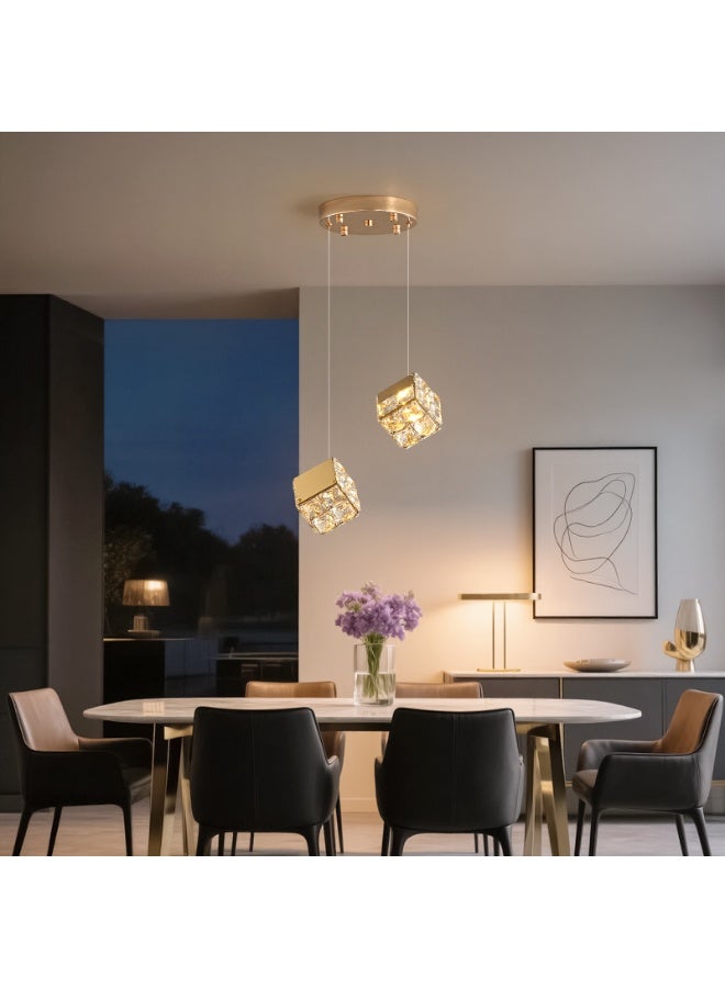 إرنيا 2 الثريا الكريستال الحديثة مناسبة لمصابيح الدايود المبتعث للضوء في الكافيتريا، وهي مناسبة لمقدمة السرير، ومنصة جزيرة المطبخ، والممرات، والسلالم، ذهبية. - Image 2