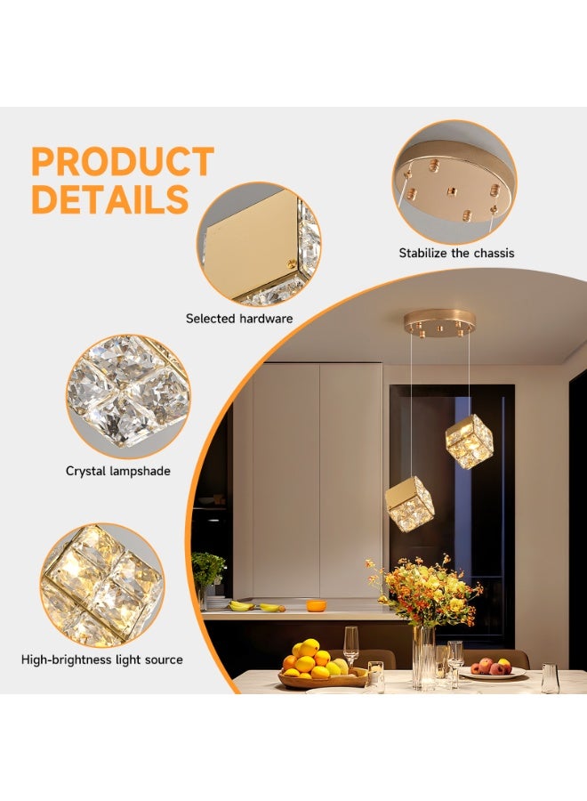 إرنيا 2 الثريا الكريستال الحديثة مناسبة لمصابيح الدايود المبتعث للضوء في الكافيتريا، وهي مناسبة لمقدمة السرير، ومنصة جزيرة المطبخ، والممرات، والسلالم، ذهبية. - Image 4