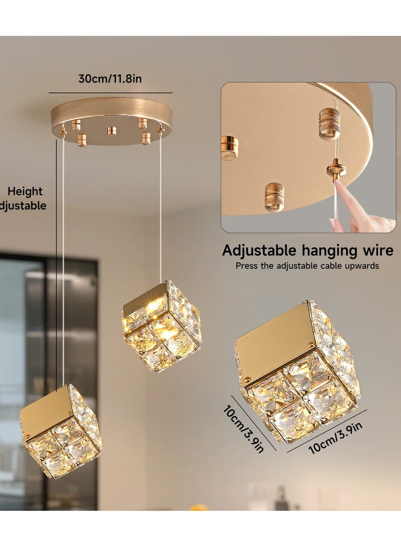 إرنيا 2 الثريا الكريستال الحديثة مناسبة لمصابيح الدايود المبتعث للضوء في الكافيتريا، وهي مناسبة لمقدمة السرير، ومنصة جزيرة المطبخ، والممرات، والسلالم، ذهبية. - Image 3