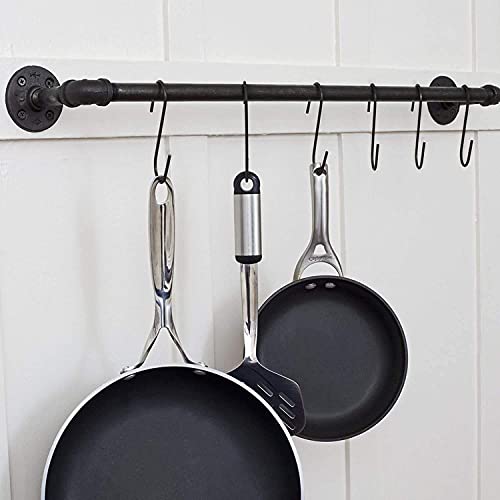 ecofynd Iron S Shaped Hanging Hangers Pan Pot Holder Rack Hooks for Kitchenware Spoons Pans Pots Utensils, Clothes Bags, Towels Plants, Black, 5 Pack - Image 5