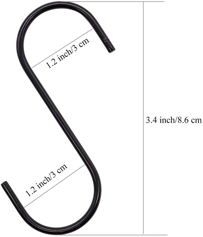 ecofynd Iron S Shaped Hanging Hangers Pan Pot Holder Rack Hooks for Kitchenware Spoons Pans Pots Utensils, Clothes Bags, Towels Plants, Black, 5 Pack - Image 3