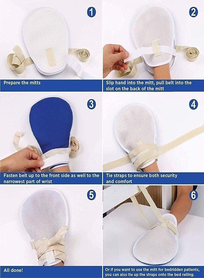 FveBzem 1 Pair Hands Finger Control Mitts Dementia Safety Restraint Gloves Hand Infection Protectors Padded Mitts Safety Prevent Finger Harm Fixed Gloves for Medical Restraints Patient Elderly - Image 4