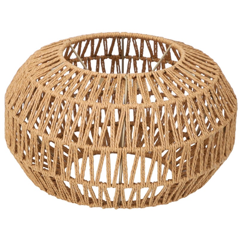 COSYOO Pendant Light Shade,11.81 x 7.19 in Rattan Lamp Shade Woven Natural Paper Rope Lamp Shades,Handmade Rustic Boho Ceiling Lights Covers for Dining Room,Home Decor,Bedroom,Office,Hotel - Image 2
