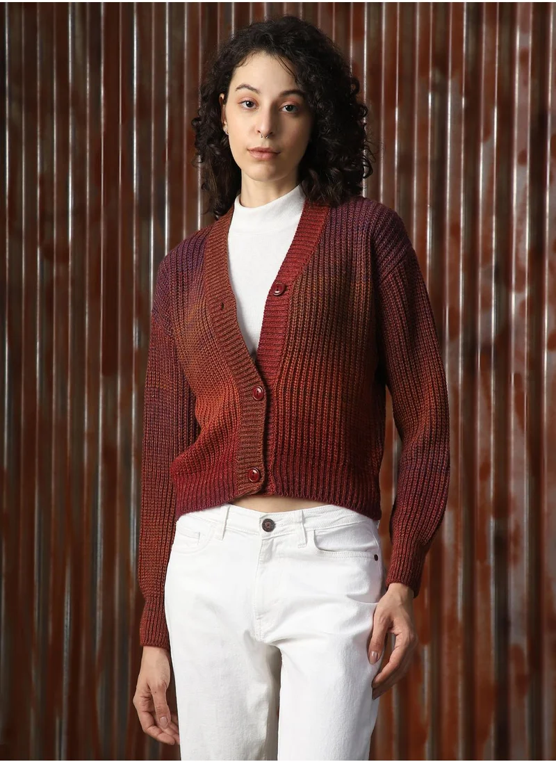 هاي ستار Women's Multicoloured 100% Acrylic Solid Sweater