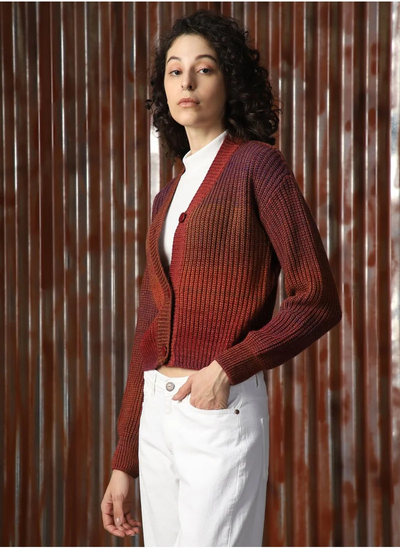 هاي ستار Women's Multicoloured 100% Acrylic Solid Sweater