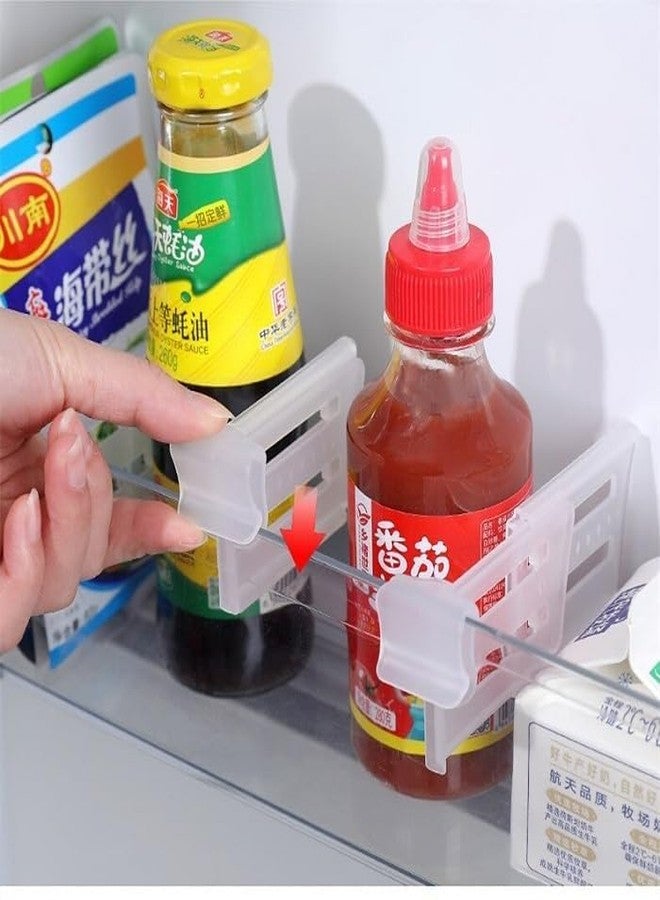 RASOFAB ZWERLIN Clear Plastic Refrigerator Drawer Divider, Storage Organizer Shelf for Condiments, Bottles, Food, Kitchen Organization-4 pc