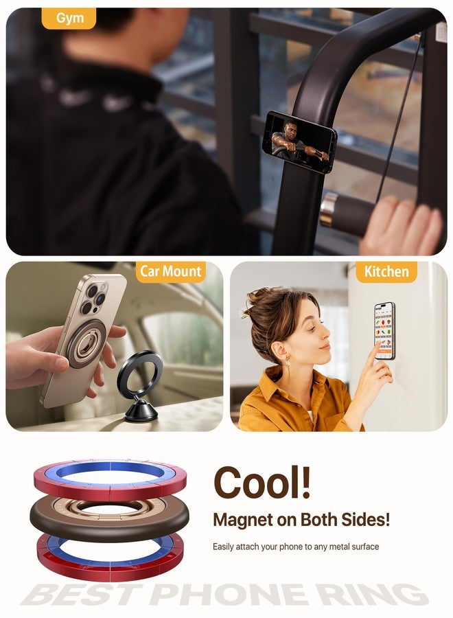 andobil [2025 Upgraded] Double-sided Magnetic Phone Grip for MagSafe [Sability Max] Strong Magnetic Phone Ring Holder Compatible with MagSafe Accessories, iPhone 16 Plus 15 14 13 12 Pro Max Mini Brown - Image 3