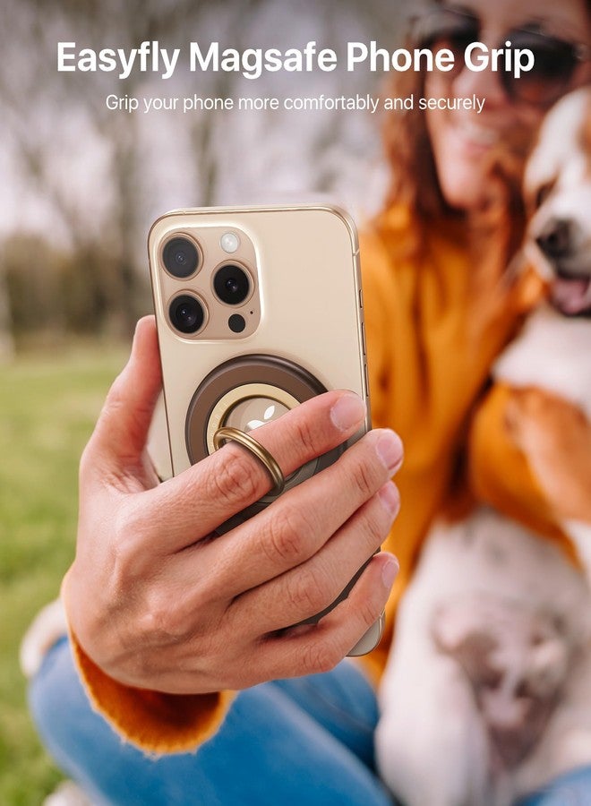 andobil [2025 Upgraded] Double-sided Magnetic Phone Grip for MagSafe [Sability Max] Strong Magnetic Phone Ring Holder Compatible with MagSafe Accessories, iPhone 16 Plus 15 14 13 12 Pro Max Mini Brown - Image 4