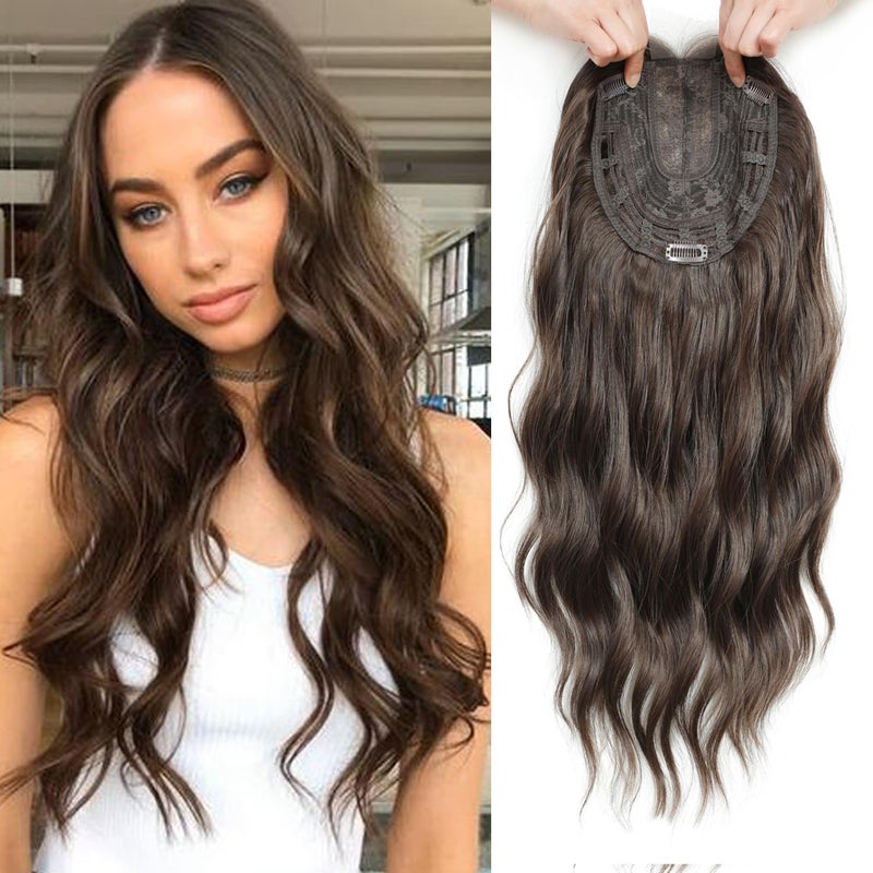 gulagula 20 Wavy Hair Topper 65x65 Base Size Hair Toppers for Women with Thinning Hairtoppers Hairpieces Synthetic hair Wig Wavy Clip in