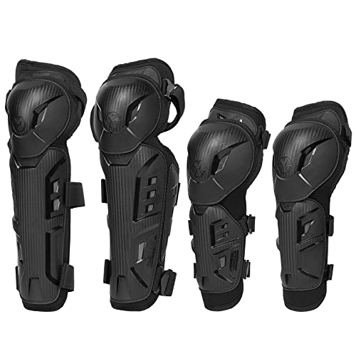 Scoyco 4pcs Motorcycle Knee Shin Guards Black Adjustable Anti-slip Knee Cap Pads Protector Armor for Motocross - Image 1