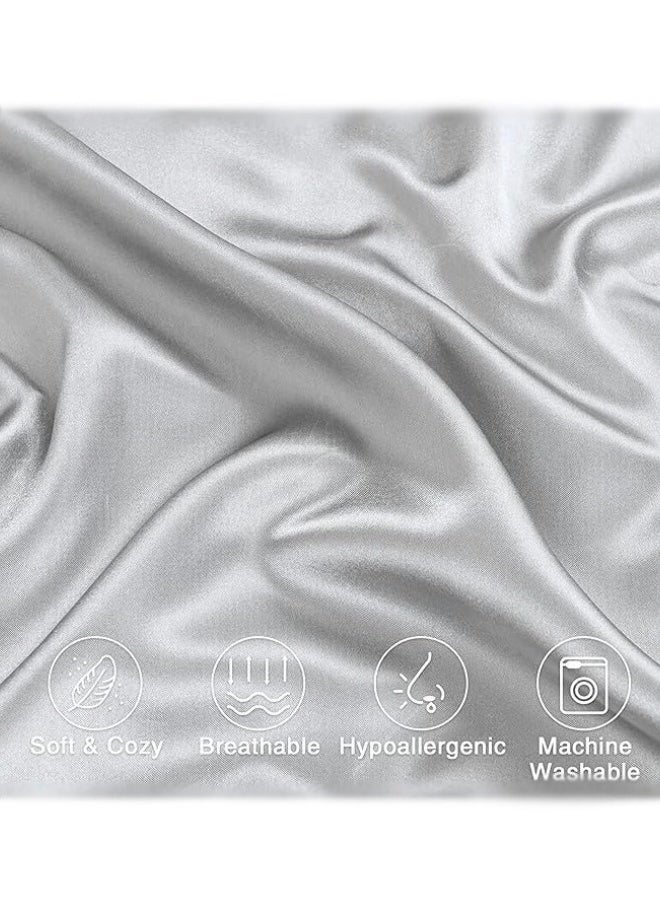 2PCS Satin Pillowcase for Hair and Skin-Soft Silky Pillow Covers for Sleeping-Satin Pillow Covers with Envelope Closure Grey Color - Image 4