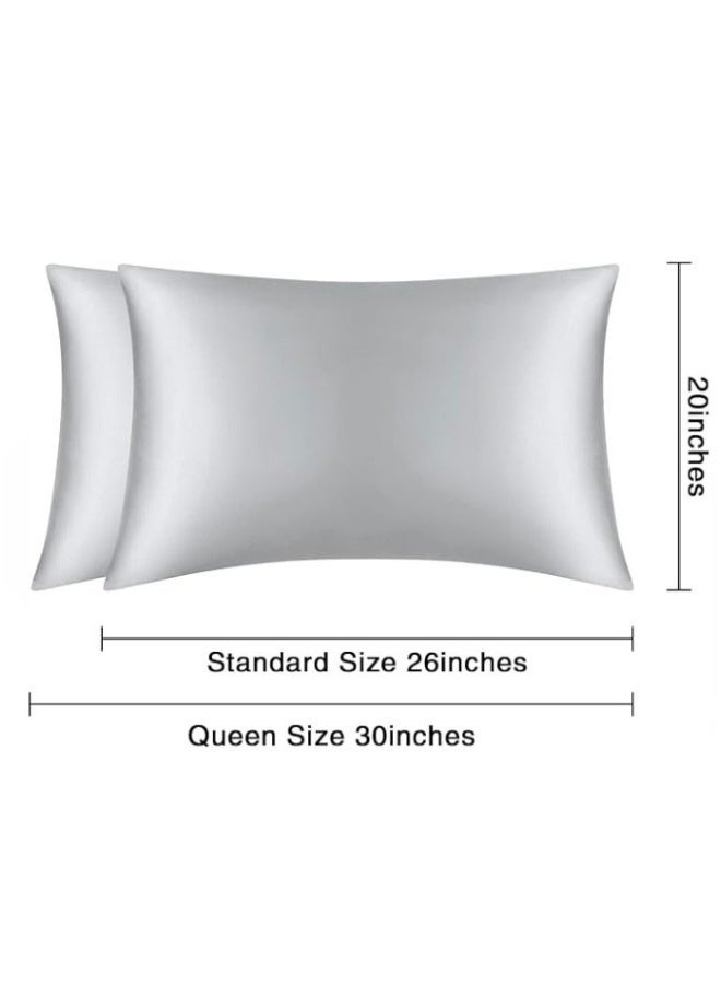 2PCS Satin Pillowcase for Hair and Skin-Soft Silky Pillow Covers for Sleeping-Satin Pillow Covers with Envelope Closure Grey Color - Image 5