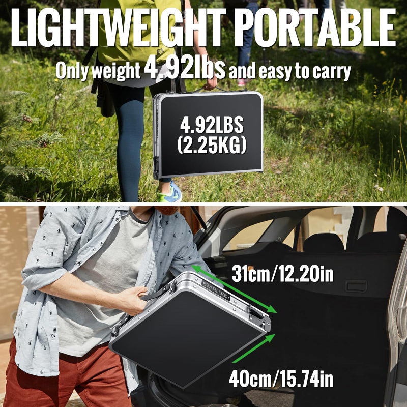 GARLLEN 2ft Folding Camping Table, Portable Folding Picnic Table with 3-Height Adjustable, Lightweight Aluminum Outdoor Tables for BBQ, Camping, Cooking, 22.8" L x 15.7" W, Silver - Image 3