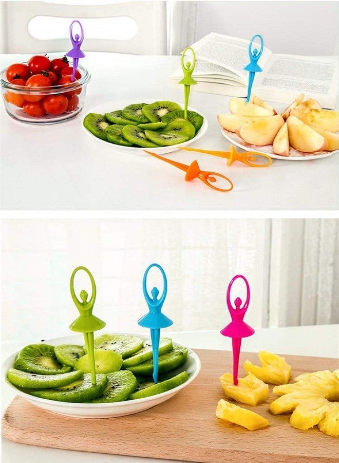 param Multicolour Fiber Dancing Doll Fruit Fork Cutlery Set with Stand Set of 6 - Image 4