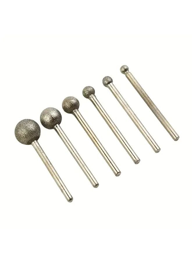 6 قطعة مجموعة رأس إبرة طحن ماسي لنحت اليشم 4-12 مم سنبان مثقاب كروي - Image 1
