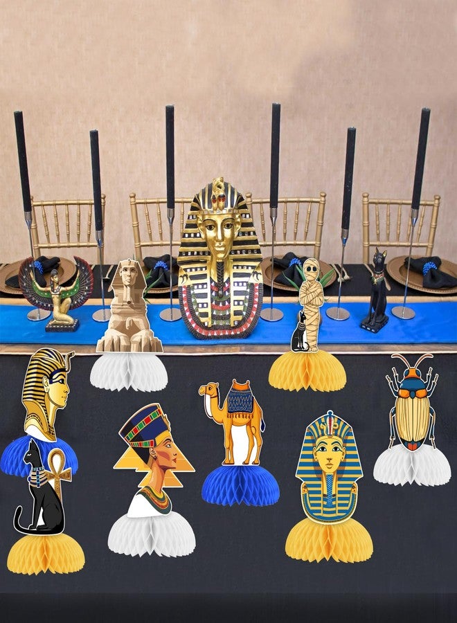 Cheereveal ديكورات حفلات مصرية من تشيريفيل، 8 قطع مركزية على شكل قرص العسل المصري، ديكورات طاولة على شكل مومياء فرعون هرمية، لوازم حفلات استقبال المولود الجديد بطابع مصر القديمة - Image 3