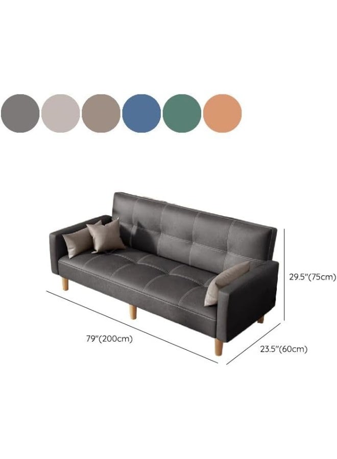 Ripple FURNITURE UAE Homes Water-Resistant Leather Sleeper Sofa, Square Arms, Biscuit Back Design (Skin) - Image 2