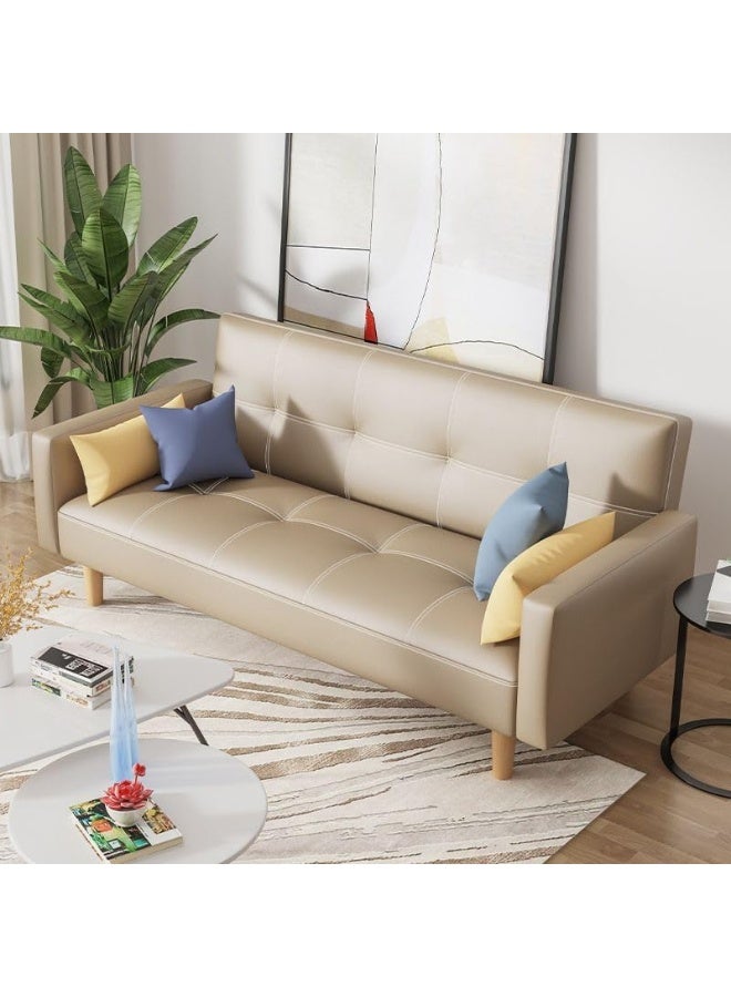 Ripple FURNITURE UAE Homes Water-Resistant Leather Sleeper Sofa, Square Arms, Biscuit Back Design (Skin) - Image 1