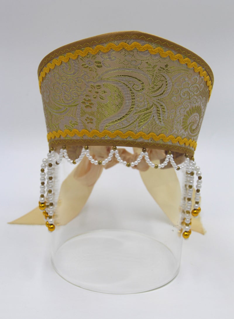 D'Daniela D' Daniela - Women's Traditional Headdress Kokoshnik - Brown  with Yellow - Image 1