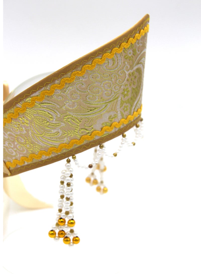 D'Daniela D' Daniela - Women's Traditional Headdress Kokoshnik - Brown  with Yellow - Image 3