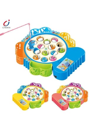 Fishing Catcher Game – Endless Fun! Comes with 15 colorful fish pieces, 4 beautiful fishing rods, and 4 compartments to store the fish. The game spins and works with batteries, producing fun sounds. Its compact size makes it perfect for play anywhere. Enjoy a thrilling and entertaining fishing experience for your child! - pzsku/Z6F959045AFFB4D52323DZ/45/_/1731101678/2a2ea578-1ce4-40bf-9230-b242209bf3eb