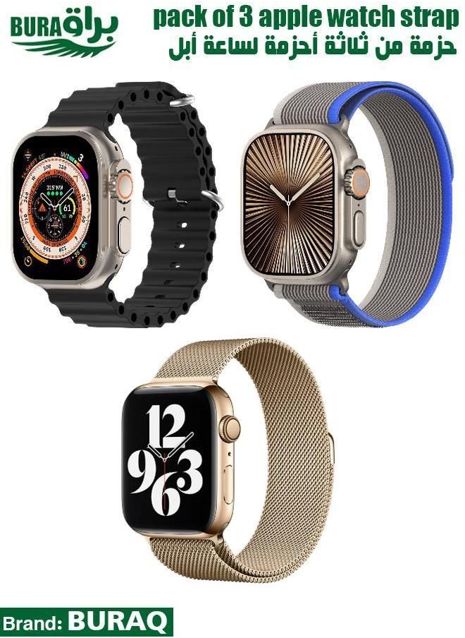 BURAQ - Apple Watch Band Strap For Apple Watch Ultra 2/Ultra 49mm, Series 10 46mm, 9/8/7 45mm, SE2/SE/6/5/4 44mm, 3/2/1 42mm - Image 1