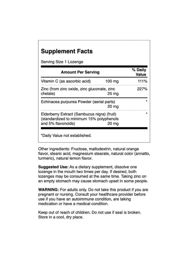 سوانسون زنك وفيتامين سي مع البلسان الأسود والاكيناسيا والبرتقال والليمون 60 قرصًا - Image 2