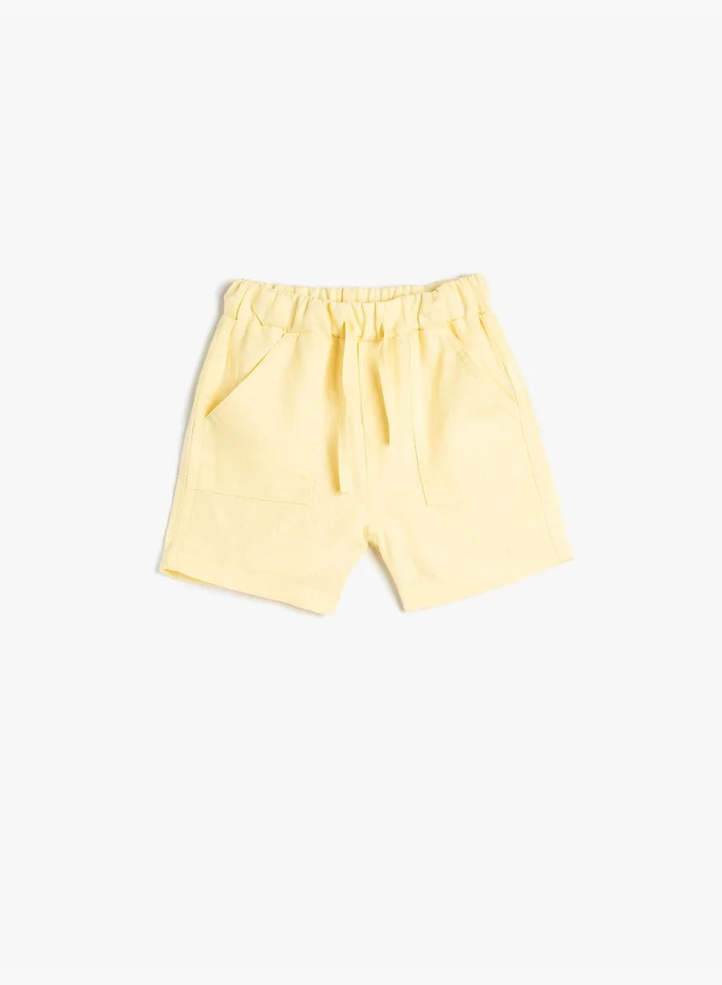 KOTON Linen Shorts Drawstring Pockets