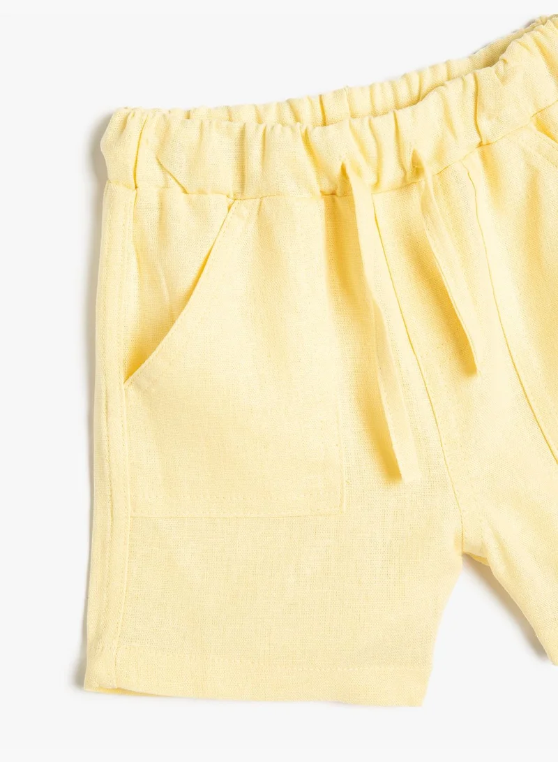 KOTON Linen Shorts Drawstring Pockets