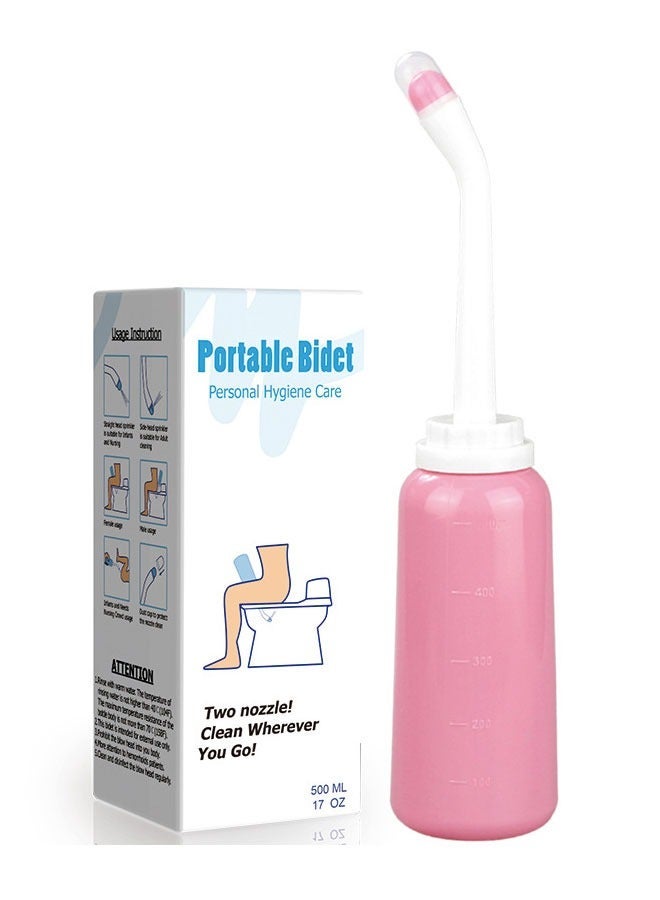 HOMESTAR Portable Bidet Sprayer And Travel With Hand Held Bottle 500ML (Pink Color) - Image 1