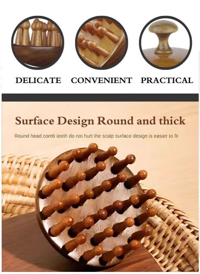 Wooden Scalp Massage Comb, Natural Wooden Hair Comb for Scalp Care & Detangling – R71 - Image 2