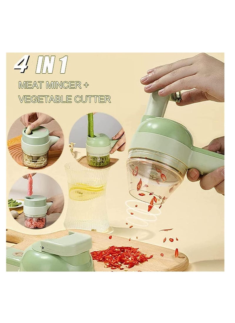 ELTRAZONE 4 in 1 Handheld Electric Vegetable Cutter Set, Portable Mini Wireless Food Processor with Brush, Gatling Vegetable Cutter Electric Garlic Chopper for Garlic Pepper Chili Onion Celery Ginger Meat  - Image 2