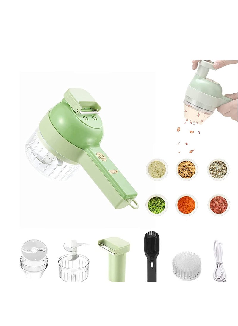 ELTRAZONE 4 in 1 Handheld Electric Vegetable Cutter Set, Portable Mini Wireless Food Processor with Brush, Gatling Vegetable Cutter Electric Garlic Chopper for Garlic Pepper Chili Onion Celery Ginger Meat  - Image 3