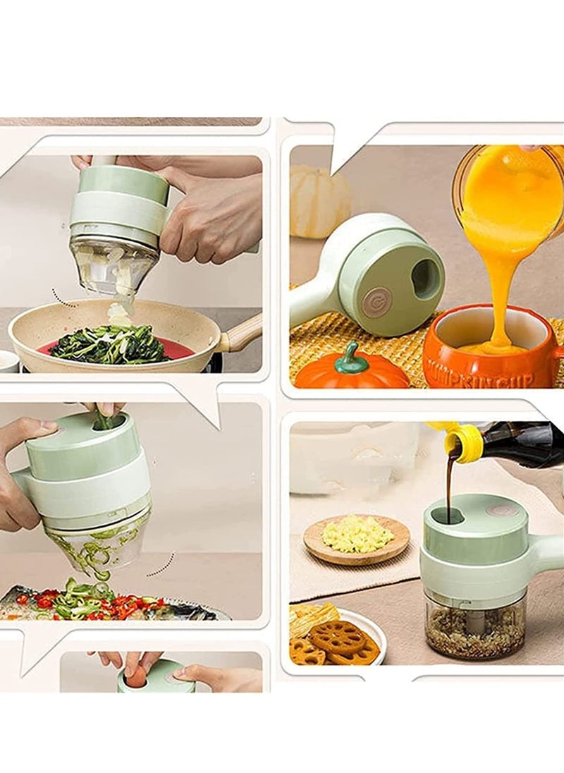 ELTRAZONE 4 in 1 Handheld Electric Vegetable Cutter Set, Portable Mini Wireless Food Processor with Brush, Gatling Vegetable Cutter Electric Garlic Chopper for Garlic Pepper Chili Onion Celery Ginger Meat  - Image 4