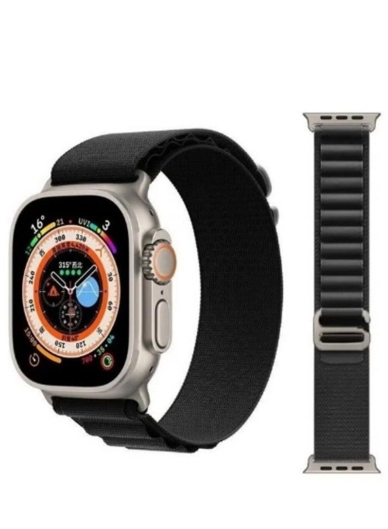 ترامكس 2Pack لسوار Apple Watch Alpine Loop Band 49 ملم/45 ملم/44 ملم من النايلون المنسوج الحزام الرياضي لساعة Apple Watch Series 8/Ultra/7/SE/6/5/4/3/2/8 أبيض/أسود - Image 2