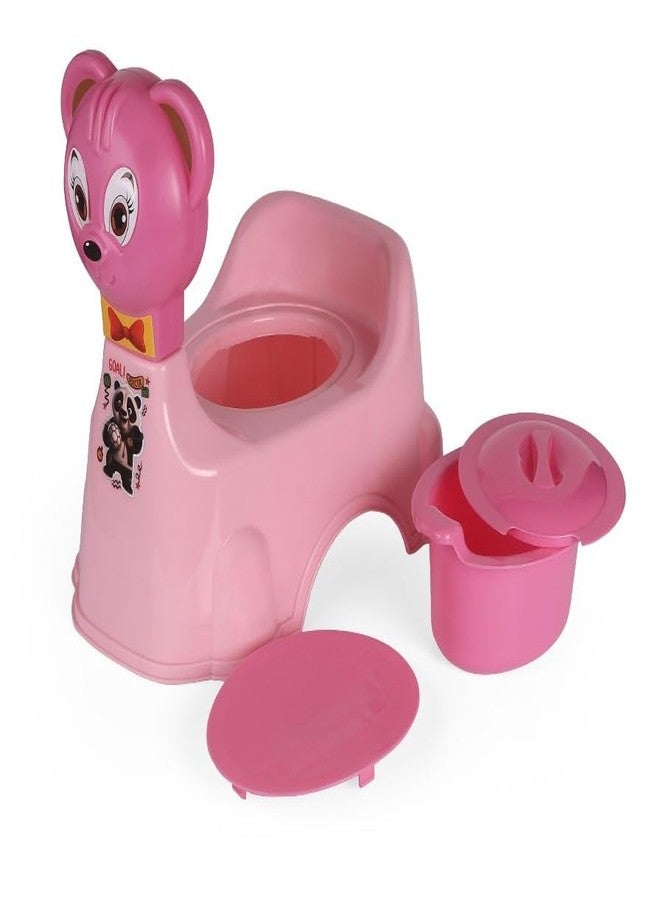 نابيا مقعد تدريب الأطفال على استخدام المرحاض بتصميم وجه قطة من نابيا للأطفال (من 6 إلى 36 شهرًا)، مقعد تدريب الأطفال على استخدام المرحاض مع وعاء قابل للإزالة وغطاء قابل للإغلاق (وردي) - Image 1