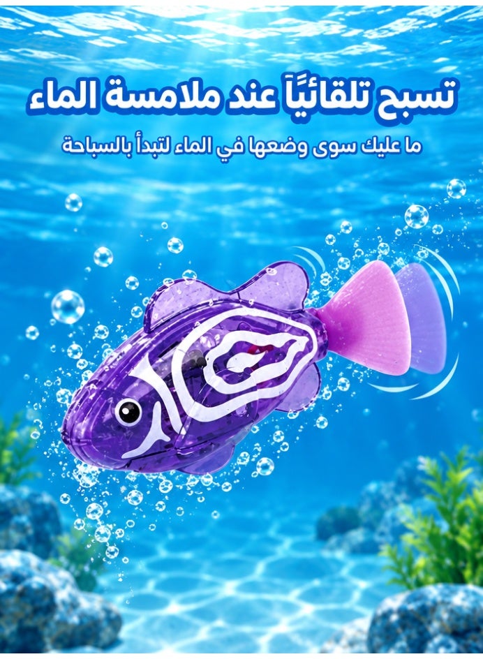 كوبكار طقم 4 ألعاب سمك روبوتية تسبح تلقائياً مع 16 بطارية زرية ونبات مائي زخرفي ومفك براغي، ألعاب مضيئة LED تعمل بالماء للأطفال والقطط - Image 4