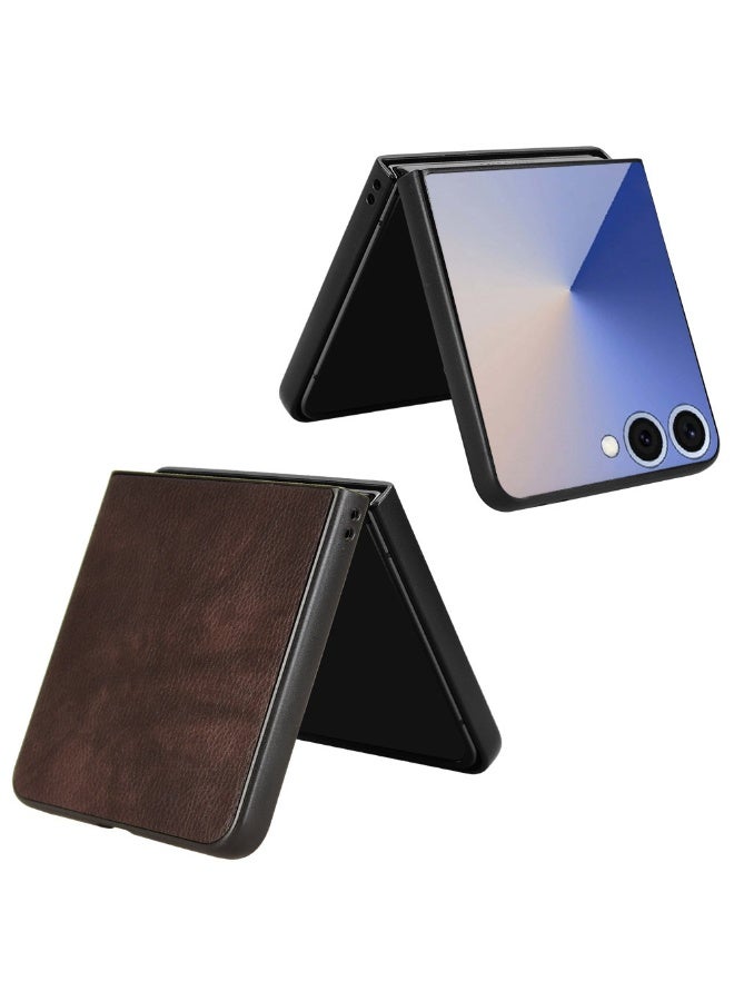 general Compatible with Samsung Galaxy Z Flip 7 Case, Retro PU Leather Ultra Slim Shockproof Back Bumper Protective Case Cover for Samsung Galaxy Z Flip 7 Phone Case - Image 2