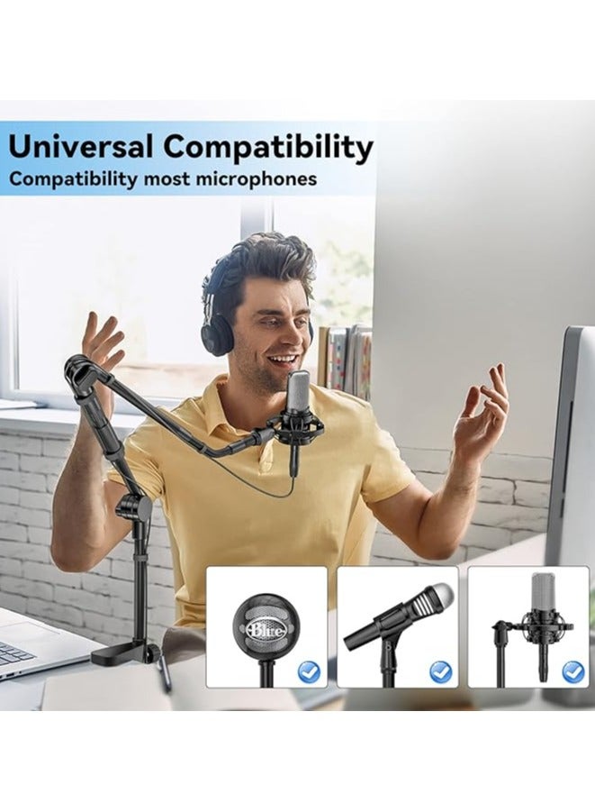 Adjustable Mic Stand with Microphone Windscreen and Dual Layered Mic Pop Filter, All-in-one Combo, Heavy Duty Construction Mic Stand, with Professional Sound Chipset for Recording, Gaming and Singing - Image 5