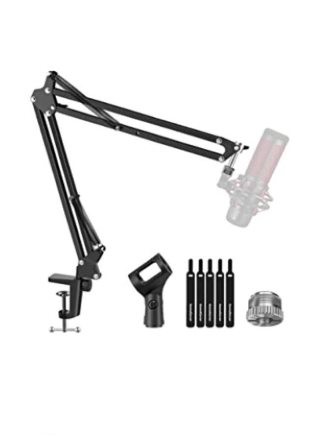 Adjustable Mic Stand with Microphone Windscreen and Dual Layered Mic Pop Filter, All-in-one Combo, Heavy Duty Construction Mic Stand, with Professional Sound Chipset for Recording, Gaming and Singing - Image 1