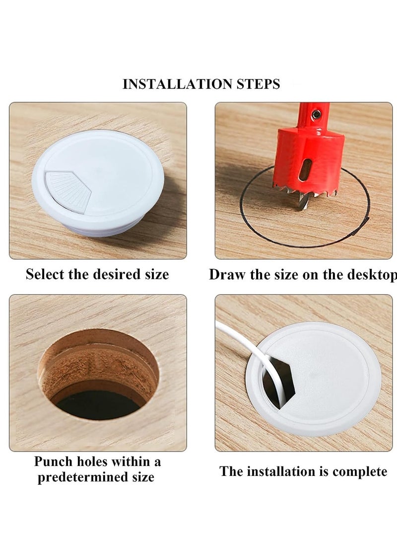Barakah 10pcs Desk Grommet 60mm Desk Cable Grommet Desk Cable Hole Covers with Hole Saw Ideal Solution for Office and Home Table Cable - Image 4