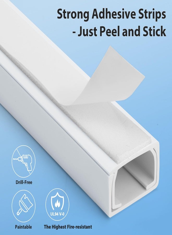 ZhiYo Cord Hider Wall for One Cord, 136in Cord Covers for Wires on Wall, Easy Install Cable Cover Wall, Cable Raceway White Hide Cords, Cable Hider Cord Management Wall, 8X L17in W0.6in H0.4in - Image 5