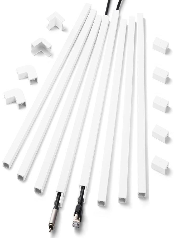 ZhiYo Cord Hider Wall for One Cord, 136in Cord Covers for Wires on Wall, Easy Install Cable Cover Wall, Cable Raceway White Hide Cords, Cable Hider Cord Management Wall, 8X L17in W0.6in H0.4in - Image 1