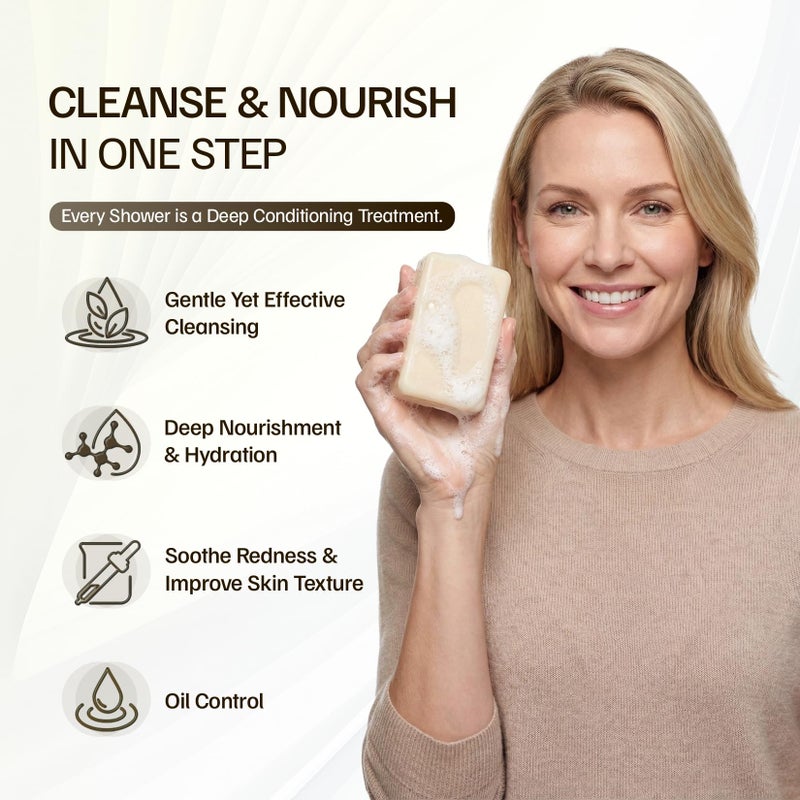 Morovan Goat Milk Soap Body Cleanser: Gently Cleansing & Moisturizing for All Skin Types 3 Bars 10.5oz Goat Soap Gentle Formula for Dry Skin, Eczema & Sensitive Skin Men & Women Daily Use - Image 2