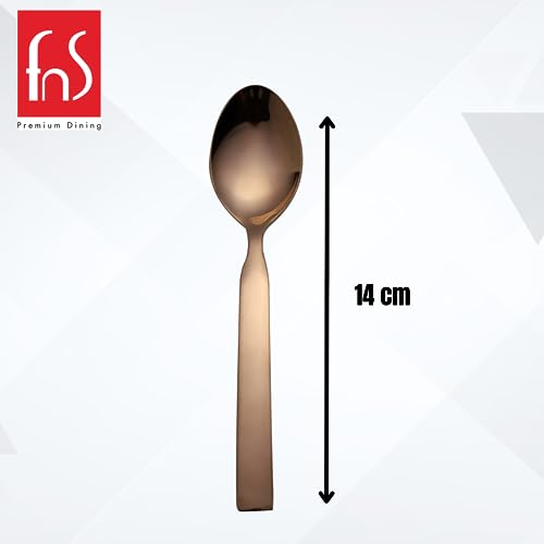 FnS Allie Stainless Steel Rose Gold Teaspoon Set of 6 for Tea, Coffee,Sugar and Spices - Image 2