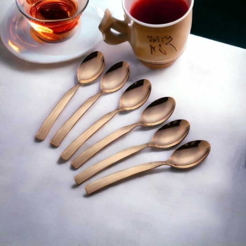 FnS Allie Stainless Steel Rose Gold Teaspoon Set of 6 for Tea, Coffee,Sugar and Spices - Image 5